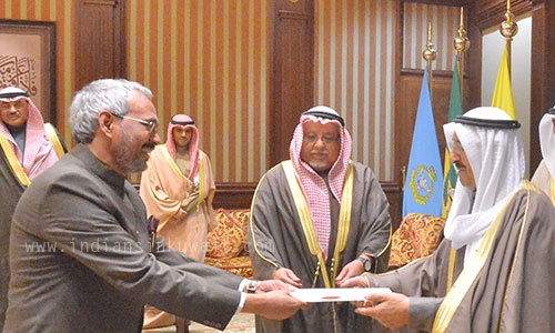 Indian Ambassador to Kuwait Jeeva Sagar presented credentials to H H Amir