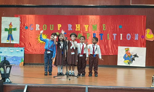 Senior Kindergarteners Group Rhyme Competition at Bhavans SIS