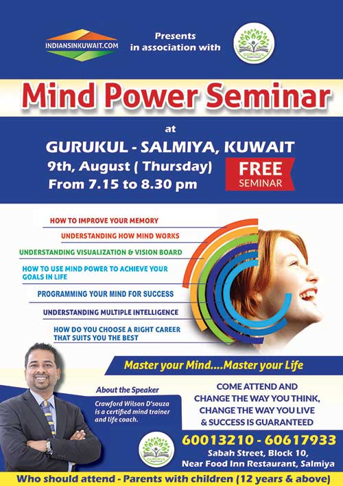 Mind Power - a Free seminar for Students on 9th August 2018