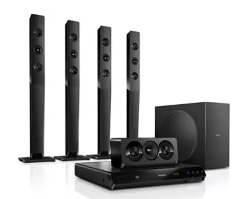 PHILIPS POWERFUL SOUND 1000W 5.1 CH SURROUND SYSTEM (4 TALLBOY) BLUETOOTH, DVD , USB