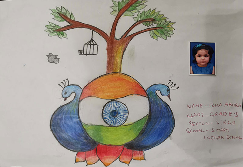 Art on Independence Day by K.Punarvi of class 3-K #DPS #DPSNacharam #Art  #ArtWork #Artist #Drawing #NationalFlag #IndianFlag #75thIndepe... |  Instagram