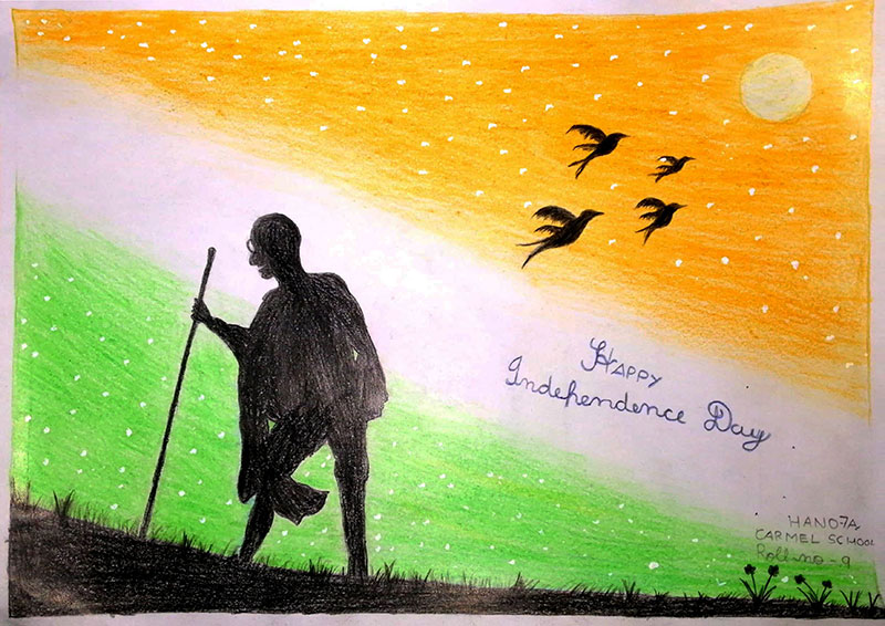 MAHATMA GANDHI Drawing With Oil Pastel | Step by step / Republic day /  lndependence day | Drawing for beginners, Oil pastel, Indian wedding  invitation cards