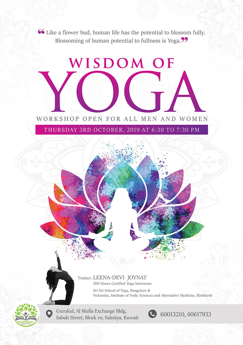 Gurukul presents a Free Workshop on - "Wisdom of Yoga" - for Men and Women