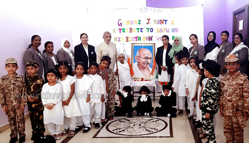 Kids International Preschool Mangaf celebrated Gandhi Jayanthi
